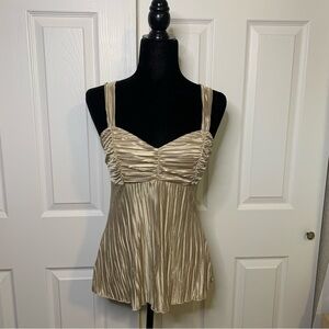 Shimmery Champagne Ruched Bust Tank Top